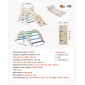 VEVOR Pikler Triangle Set, 9-σε-1 Toddler Climbing Toys Indoor, με 2 Ξύλινα Αυτοκίνητα, Μαξιλάρι, Τρίγωνο, Αψίδα και Ράμπα, Φορτίο 68 κιλών, Πτυσσόμενο Σετ αναρρίχησης Montessori για νήπια και παιδιά, μπλε