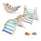 VEVOR Pikler Triangle Set, 9-σε-1 Toddler Climbing Toys Indoor, με 2 Ξύλινα Αυτοκίνητα, Μαξιλάρι, Τρίγωνο, Αψίδα και Ράμπα, Φορτίο 68 κιλών, Πτυσσόμενο Σετ αναρρίχησης Montessori για νήπια και παιδιά, μπλε