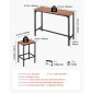 VEVOR Bar Table, 3PCS 1193,8mm Bars Σετ τραπεζιών, Σετ τραπέζια και καρέκλες μπαρ με σχέδιο στρογγυλεμένες άκρες, ορθογώνιο τραπέζι παμπ με δύο σκαμπό για γραφείο, γωνιά πρωινού, μίνι μπαρ, ρουστίκ καφέ