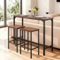 VEVOR Bar Table, 3PCS 1193,8mm Bars Σετ τραπεζιών, Σετ τραπέζια και καρέκλες μπαρ με σχέδιο στρογγυλεμένες άκρες, ορθογώνιο τραπέζι παμπ με δύο σκαμπό για γραφείο, γωνιά πρωινού, μίνι μπαρ, ρουστίκ καφέ