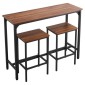 VEVOR Bar Table, 3PCS 1193,8mm Bars Σετ τραπεζιών, Σετ τραπέζια και καρέκλες μπαρ με σχέδιο στρογγυλεμένες άκρες, ορθογώνιο τραπέζι παμπ με δύο σκαμπό για γραφείο, γωνιά πρωινού, μίνι μπαρ, ρουστίκ καφέ