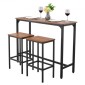 VEVOR Bar Table, 3PCS 1193,8mm Bars Σετ τραπεζιών, Σετ τραπέζια και καρέκλες μπαρ με σχέδιο στρογγυλεμένες άκρες, ορθογώνιο τραπέζι παμπ με δύο σκαμπό για γραφείο, γωνιά πρωινού, μίνι μπαρ, ρουστίκ καφέ
