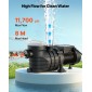 Αντλία πισίνας VEVOR Above Ground, 250W, 11.700 L/H Max Flow Αντλία πισίνας μονής ταχύτητας, AC 220-240V, 2850 RPM, 8 m Max Head Lift, με καλάθι φίλτρου & καπάκι, για πισίνες πάνω από το έδαφος και υδρομασάζ,