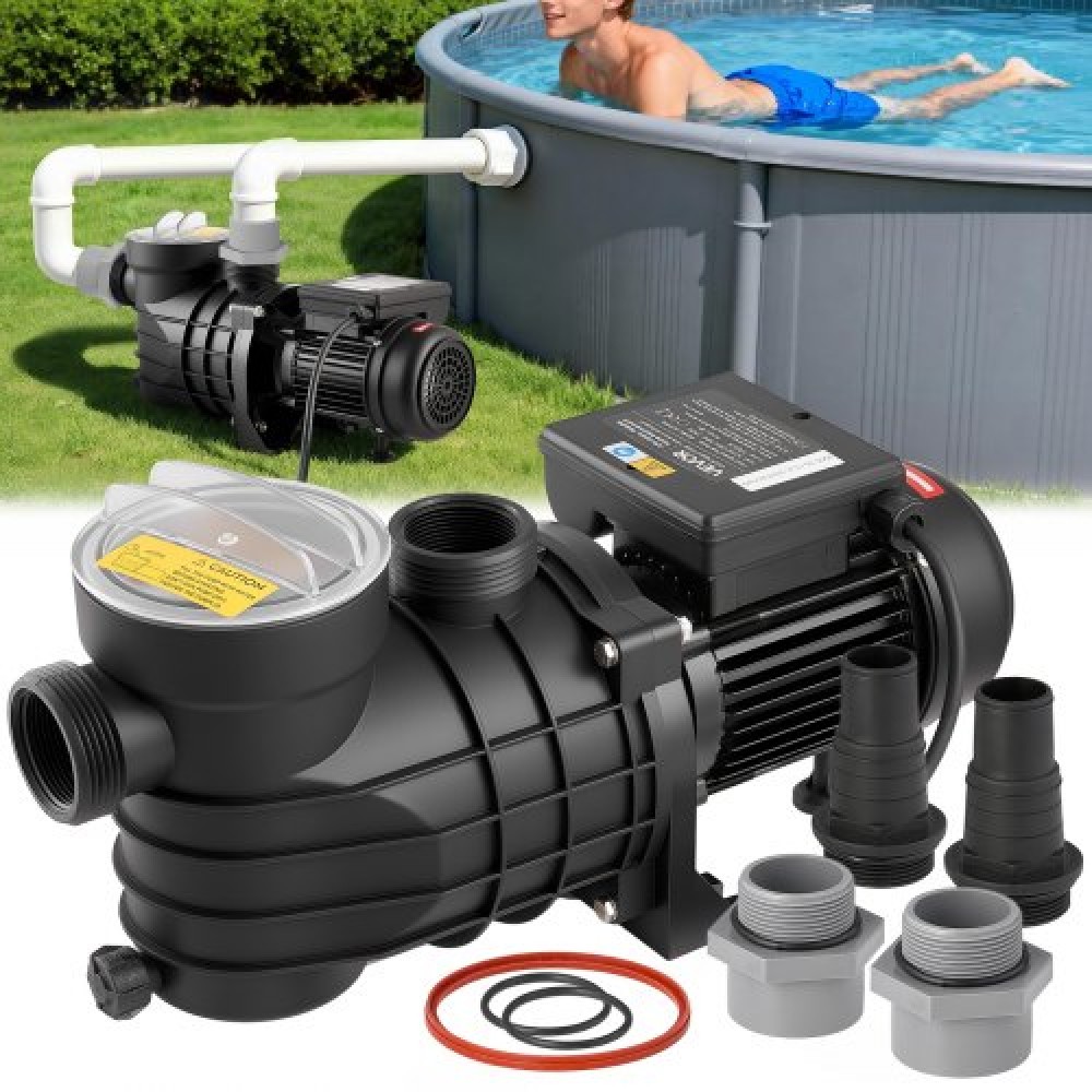 Αντλία πισίνας VEVOR Above Ground, 250W, 11.700 L/H Max Flow Αντλία πισίνας μονής ταχύτητας, AC 220-240V, 2850 RPM, 8 m Max Head Lift, με καλάθι φίλτρου & καπάκι, για πισίνες πάνω από το έδαφος και υδρομασάζ,