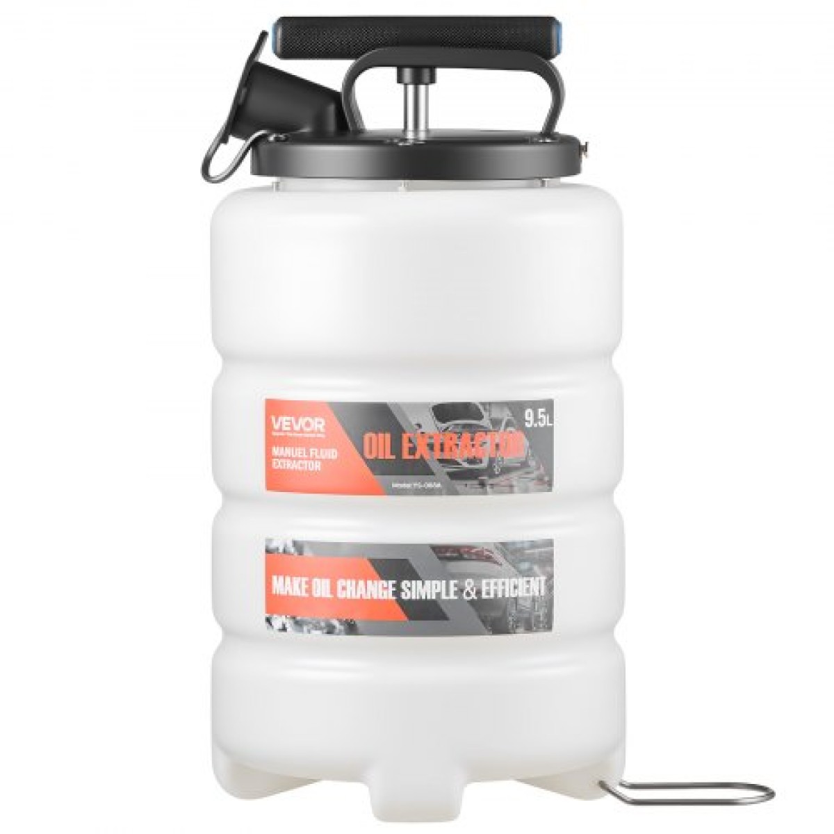 VEVOR Fluid Extractor, χωρητικότητας 9,5 L, Χειροκίνητος εξαγωγέας υγρών κενού με 150 cm Long Horse και τρεις σωλήνες επέκτασης 120 cm, Αντλία αλλαγής λαδιών με δεξαμενή HDPE για αυτοκίνητα, χορτοκοπτικά, σκάφη