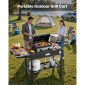 VEVOR Outdoor Grill Cart, 787 x 432mm Επιτραπέζιο τραπέζι ψησίματος, Πτυσσόμενο τραπέζι μαγειρέματος εξωτερικού χώρου με χαρτομάντηλο, γάντζοι, ρόδες, πλαϊνό τραπέζι, τραπέζια προετοιμασίας μπάρμπεκιου για πικνίκ, κουζίνα, αυλή