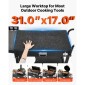 VEVOR Outdoor Grill Cart, 787 x 432mm Επιτραπέζιο τραπέζι ψησίματος, Πτυσσόμενο τραπέζι μαγειρέματος εξωτερικού χώρου με χαρτομάντηλο, γάντζοι, ρόδες, πλαϊνό τραπέζι, τραπέζια προετοιμασίας μπάρμπεκιου για πικνίκ, κουζίνα, αυλή