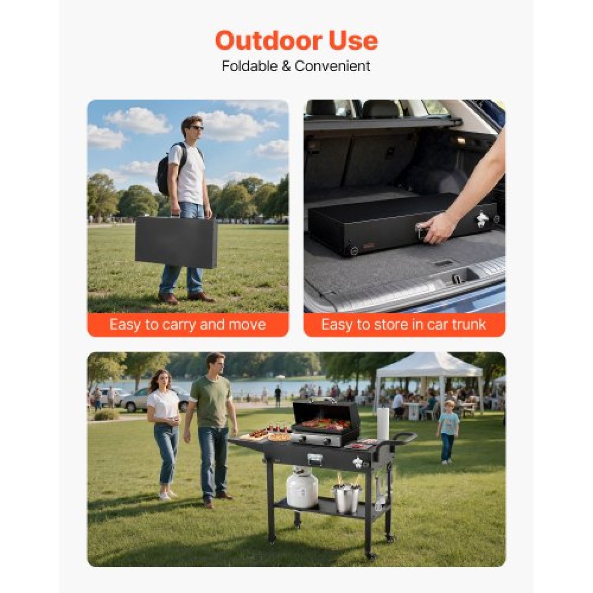VEVOR Outdoor Grill Cart, 787 x 432mm Επιτραπέζιο τραπέζι ψησίματος, Πτυσσόμενο τραπέζι μαγειρέματος εξωτερικού χώρου με χαρτομάντηλο, γάντζοι, ρόδες, πλαϊνό τραπέζι, τραπέζια προετοιμασίας μπάρμπεκιου για πικνίκ, κουζίνα, αυλή