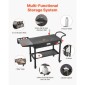 VEVOR Outdoor Grill Cart, 787 x 432mm Επιτραπέζιο τραπέζι ψησίματος, Πτυσσόμενο τραπέζι μαγειρέματος εξωτερικού χώρου με χαρτομάντηλο, γάντζοι, ρόδες, πλαϊνό τραπέζι, τραπέζια προετοιμασίας μπάρμπεκιου για πικνίκ, κουζίνα, αυλή