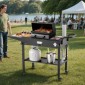 VEVOR Outdoor Grill Cart, 787 x 432mm Επιτραπέζιο τραπέζι ψησίματος, Πτυσσόμενο τραπέζι μαγειρέματος εξωτερικού χώρου με χαρτομάντηλο, γάντζοι, ρόδες, πλαϊνό τραπέζι, τραπέζια προετοιμασίας μπάρμπεκιου για πικνίκ, κουζίνα, αυλή