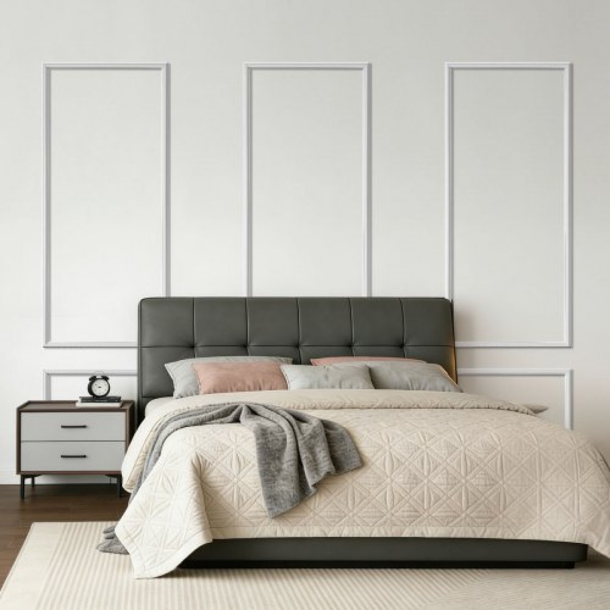 VEVOR Molding Wall Pack 3, Σετ πάνελ με σκοτάδι, Ελαφρύ βαμμένο πολυστυρένιο, Εύκολη εγκατάσταση, αδιάβροχη επένδυση με ευρύ προφίλ για εσωτερικό σαλόνι, υπνοδωμάτιο, λευκό (61x137 + 61x61 cm)