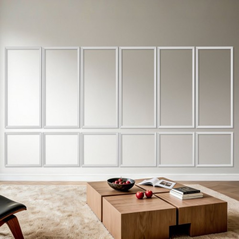 VEVOR Wall Molding 6 Pack, Κιτ πάνελ με ρολό, Ελαφρύ βαμμένο πολυστυρένιο, εύκολο στην εγκατάσταση, αδιάβροχο διακοσμητικό τοίχου για εσωτερική διακόσμηση σαλόνι, υπνοδωμάτιο, λευκό (61x137 + 61x61 cm)