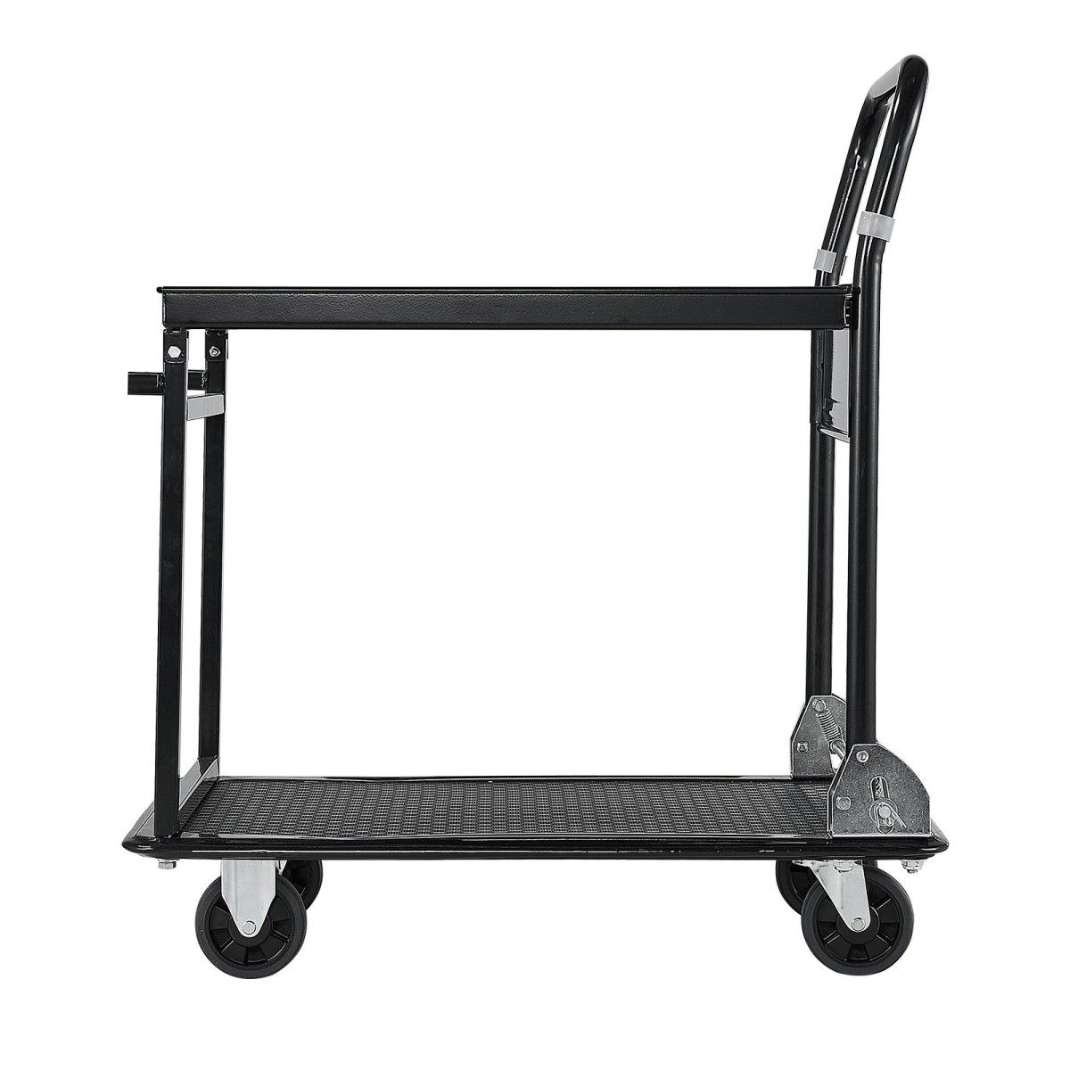 VEVOR Πτυσσόμενο καλάθι ώθησης Dolly, 317,51 kg, Χειρόφορο βαρέως τύπου πλατφόρμας με ρόδες, ατσάλι υψηλής αντοχής, 2 επιπέδων κινούμενο καρότσι με επίπεδη επιφάνεια, για αποθήκη, γκαράζ, εργαστήριο, γραφείο, 730 x 470 x 820 mm