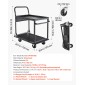 VEVOR Πτυσσόμενο καλάθι ώθησης Dolly, 317,51 kg, Χειρόφορο βαρέως τύπου πλατφόρμας με ρόδες, ατσάλι υψηλής αντοχής, 2 επιπέδων κινούμενο καρότσι με επίπεδη επιφάνεια, για αποθήκη, γκαράζ, εργαστήριο, γραφείο, 730 x 470 x 820 mm
