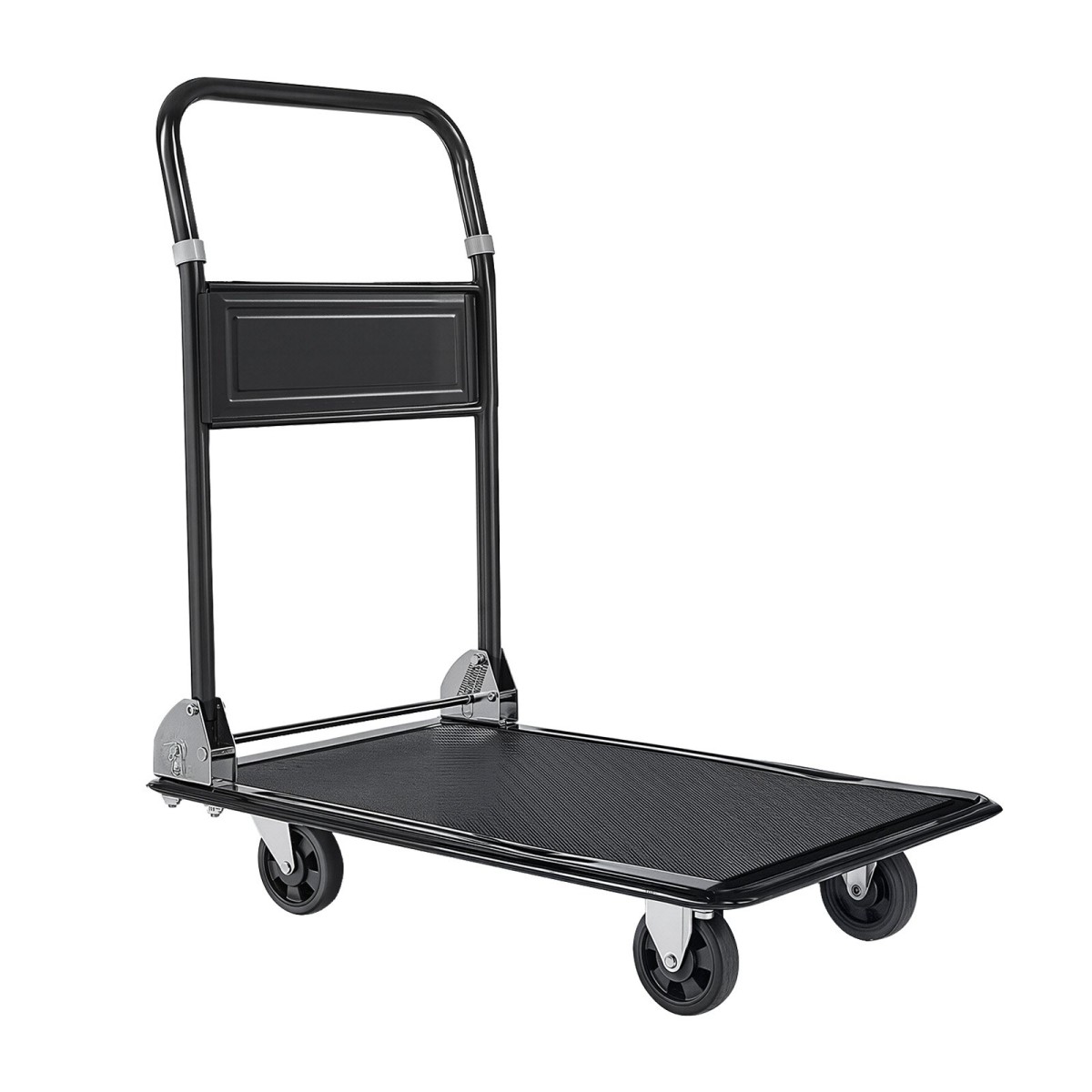 VEVOR Πτυσσόμενο καλάθι ώθησης Dolly, 317,51 kg, Χειρόφορο βαρέως τύπου πλατφόρμας με ρόδες, ατσάλι υψηλής αντοχής, 2 επιπέδων κινούμενο καρότσι με επίπεδη επιφάνεια, για αποθήκη, γκαράζ, εργαστήριο, γραφείο, 730 x 470 x 820 mm