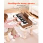 Πληκτρολόγιο VEVOR Kids Piano, Ξύλινο ψηφιακό πιάνο 37 πλήκτρων για παιδιά, Μίνι μουσικό εκπαιδευτικό όργανο παιχνίδι με ρεαλιστικό ήχο, διπλή ισχύς, ρυθμιζόμενη ένταση για νήπια, αγόρια κορίτσια εκμάθηση, καρυδιά