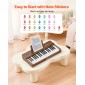 Πληκτρολόγιο VEVOR Kids Piano, Ξύλινο ψηφιακό πιάνο 37 πλήκτρων για παιδιά, Μίνι μουσικό εκπαιδευτικό όργανο παιχνίδι με ρεαλιστικό ήχο, διπλή ισχύς, ρυθμιζόμενη ένταση για νήπια, αγόρια κορίτσια εκμάθηση, καρυδιά