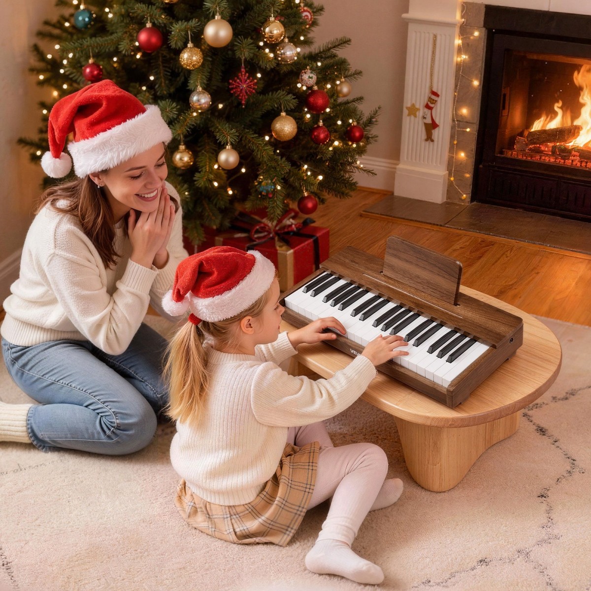 Πληκτρολόγιο VEVOR Kids Piano, Ξύλινο ψηφιακό πιάνο 37 πλήκτρων για παιδιά, Μίνι μουσικό εκπαιδευτικό όργανο παιχνίδι με ρεαλιστικό ήχο, διπλή ισχύς, ρυθμιζόμενη ένταση για νήπια, αγόρια κορίτσια εκμάθηση, καρυδιά
