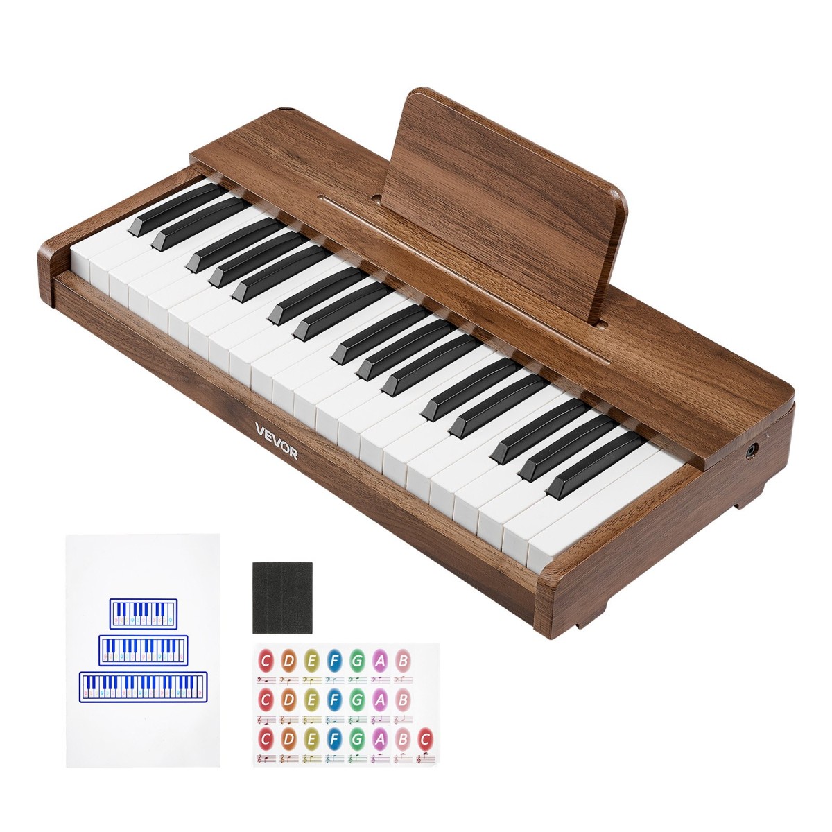 Πληκτρολόγιο VEVOR Kids Piano, Ξύλινο ψηφιακό πιάνο 37 πλήκτρων για παιδιά, Μίνι μουσικό εκπαιδευτικό όργανο παιχνίδι με ρεαλιστικό ήχο, διπλή ισχύς, ρυθμιζόμενη ένταση για νήπια, αγόρια κορίτσια εκμάθηση, καρυδιά