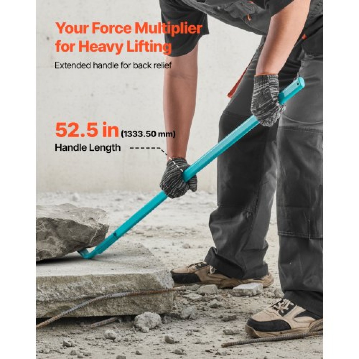 Ράβδος VEVOR Prylever, χωρητικότητα βάρους 907 κιλών, 1,3 m Heavy Duty Carbon Steel Handle Pry Lever Bar, Long Long 1,4 m για σκυρόδεμα, κατεδάφιση, λοστό, ιδανικό για κατασκευές και βιομηχανική χρήση