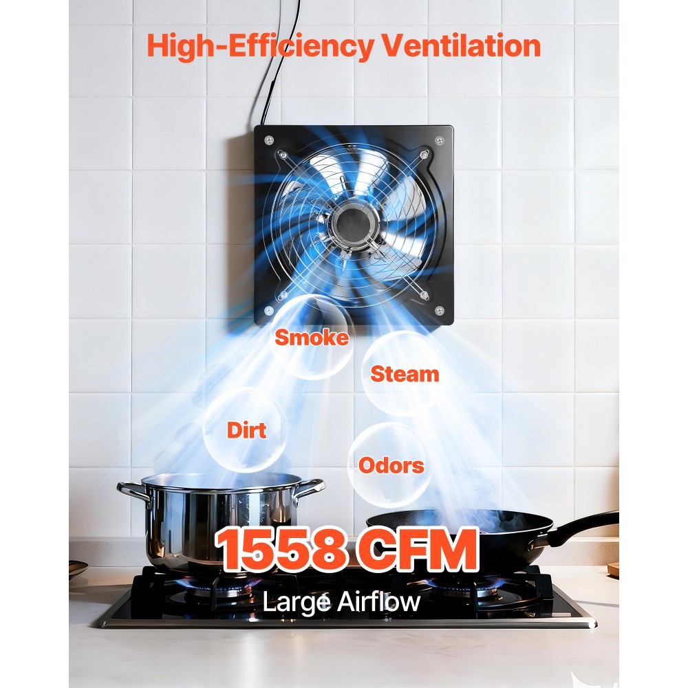 VEVOR 30,5 cm ανεμιστήρας εξάτμισης, 1558 CFM ανεμιστήρας υψηλής ταχύτητας επιτοίχιας βάσης με έλεγχο ταχύτητας, 70W χαμηλής κατανάλωσης, φορητός εξαγωγέας εξαερισμού για σοφίτα, γκαράζ, υπόγειο, εργαστήριο, κουζίνα, κοτέτσι