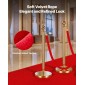 VEVOR 2 τεμ. Red Velvet Stanchion Ropes, 1,5 m Crowd Control Stanchion Red Velvet Ropes with Gold Hooks, Post Queue Barrier Carpet Rope for Carpet Events Κινηματογράφοι Μεγάλα εγκαίνια Ξενοδοχεία Πάρτι
