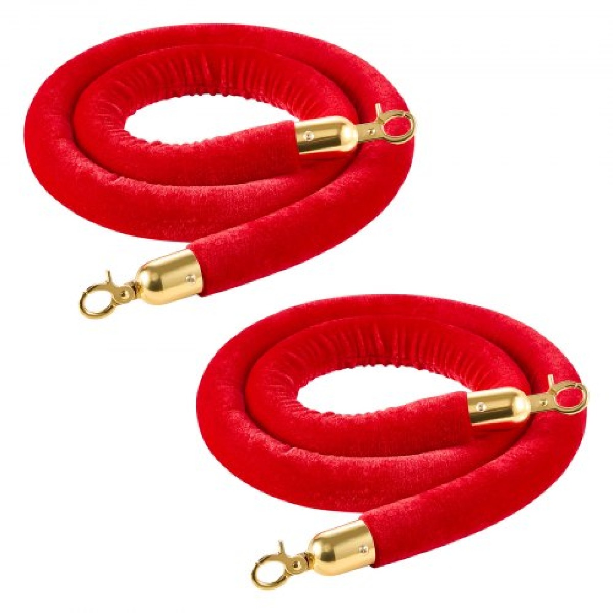 VEVOR 2 τεμ. Red Velvet Stanchion Ropes, 1,5 m Crowd Control Stanchion Red Velvet Ropes with Gold Hooks, Post Queue Barrier Carpet Rope for Carpet Events Κινηματογράφοι Μεγάλα εγκαίνια Ξενοδοχεία Πάρτι
