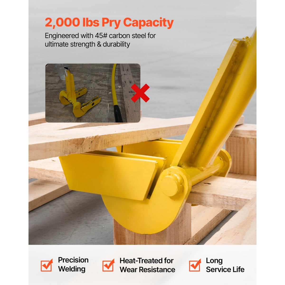 VEVOR Pallet Buster Tool, 1 m Handle Steel Wrecking Pry Bar, Χωρητικότητα 907 kg, Εργαλείο αφαίρεσης σανίδων καταστρώματος βαρέως τύπου, μπάρα θραύσης για δάπεδα, πλαίσιο, στέγες, επένδυση, γυψοσανίδα
