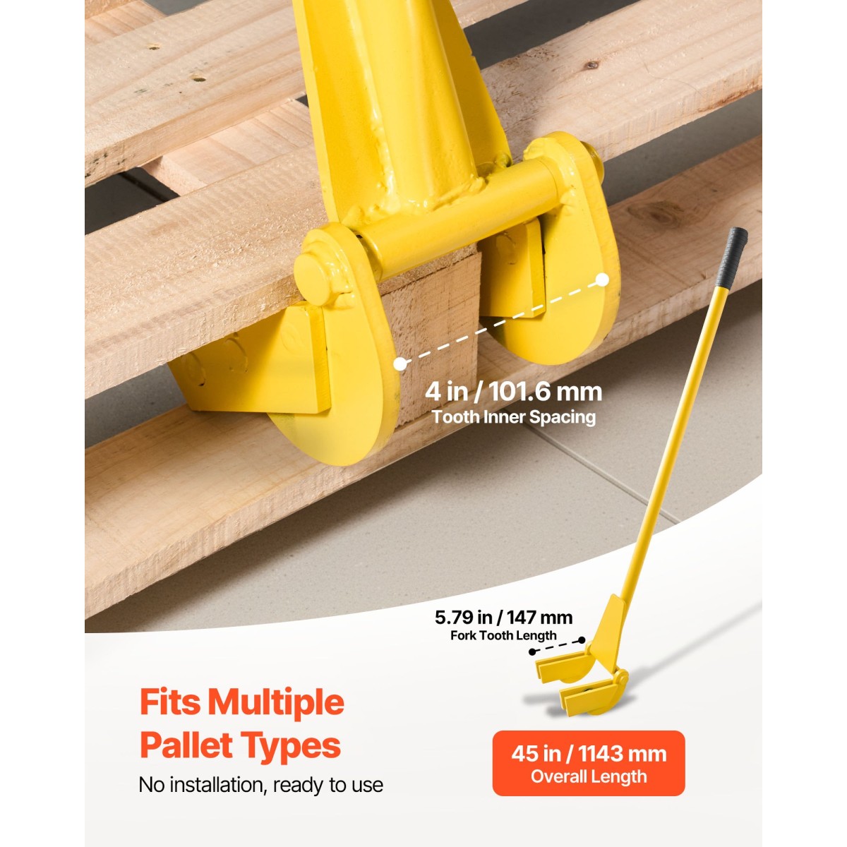 VEVOR Pallet Buster Tool, 1 m Handle Steel Wrecking Pry Bar, Χωρητικότητα 907 kg, Εργαλείο αφαίρεσης σανίδων καταστρώματος βαρέως τύπου, μπάρα θραύσης για δάπεδα, πλαίσιο, στέγες, επένδυση, γυψοσανίδα
