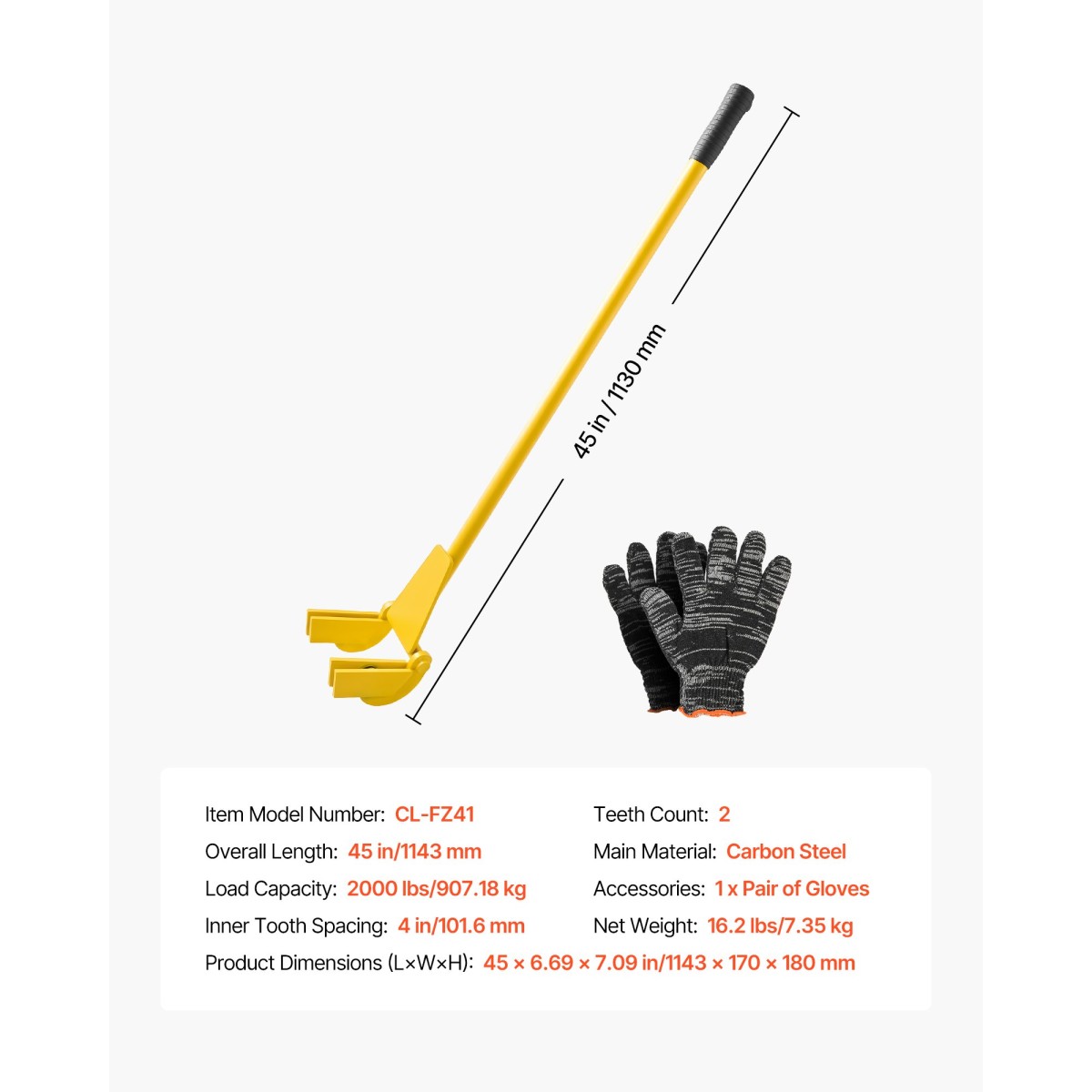 VEVOR Pallet Buster Tool, 1 m Handle Steel Wrecking Pry Bar, Χωρητικότητα 907 kg, Εργαλείο αφαίρεσης σανίδων καταστρώματος βαρέως τύπου, μπάρα θραύσης για δάπεδα, πλαίσιο, στέγες, επένδυση, γυψοσανίδα