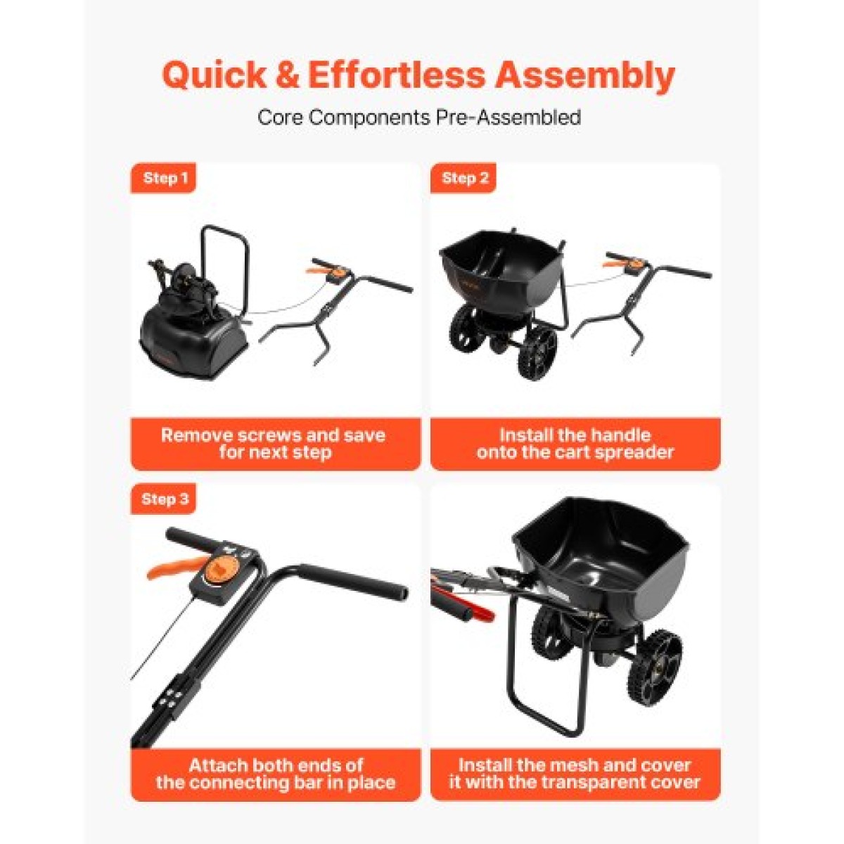VEVOR Push Lawn Spreader, 3m Spreading Width, Broadcast Spreader με χωρητικότητα 59 kg & 10 in All-Terrain ελαστικά, Walk-Behind Garden & Lawn Broadcast Spreaders for Seed Fertilizer Weed Control