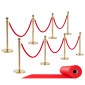 VEVOR Stanchion Post, 8 τμχ Σετ Crowd Control Barrier με κόκκινο χαλί, 6 σχοινιά Red Velvet, Ανοξείδωτο χρυσό Stanchion Post Queue με κούφια βάση για θέατρο, πάρτι, γάμο, έκθεση (χρυσός)