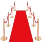 VEVOR Stanchion Post, 8 τμχ Σετ Crowd Control Barrier με κόκκινο χαλί, 6 σχοινιά Red Velvet, Ανοξείδωτο χρυσό Stanchion Post Queue με κούφια βάση για θέατρο, πάρτι, γάμο, έκθεση (χρυσός)
