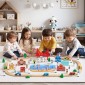 VEVOR 113PCS Ξύλινο σετ τρένου, για παιδιά ηλικίας 3-8 ετών, Ξύλινο παιχνίδι τροχιάς με κουτί αποθήκευσης, σετ παιχνιδιού City Scene Railway, Συμβατό με μεγάλες μάρκες, Χριστουγεννιάτικο παιχνίδι γενεθλίων για νήπια, αγόρια και κορίτσια