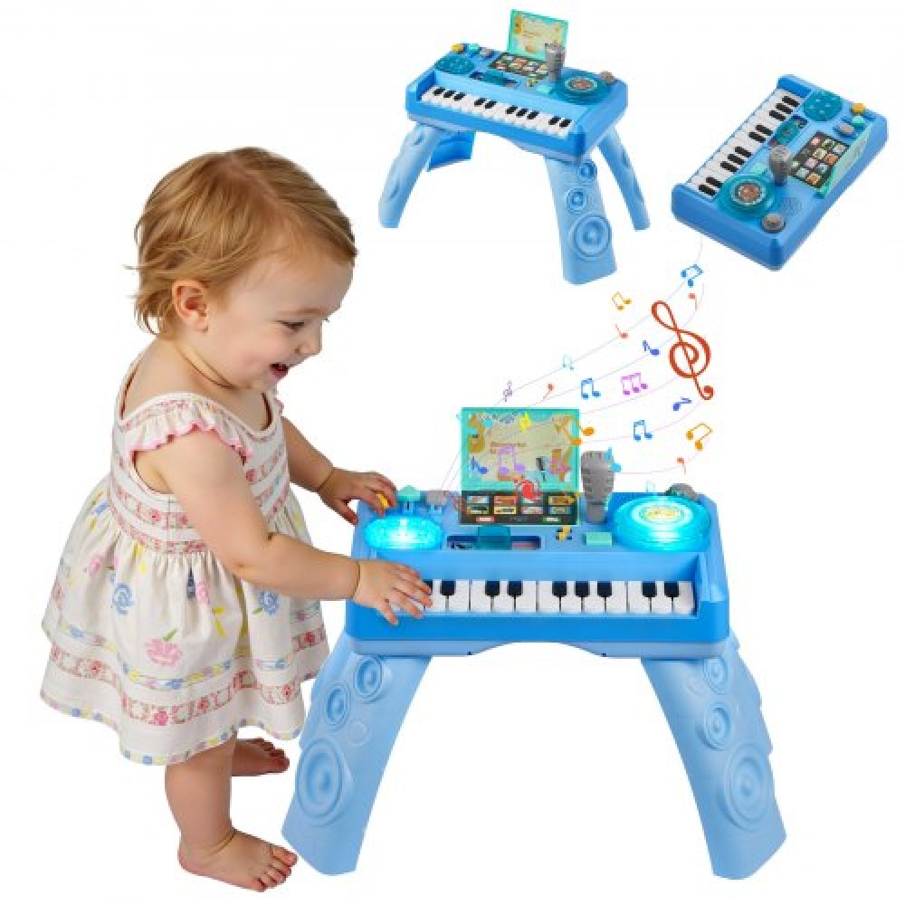 VEVOR Baby DJ Playset for Toddlers 1-3, Educational Musical Table Toys with 133 Sound Sources, Recording and LED DJ Turntable, Baby Activity Table for Birthday, Gift for Kids Aged 6+ Months