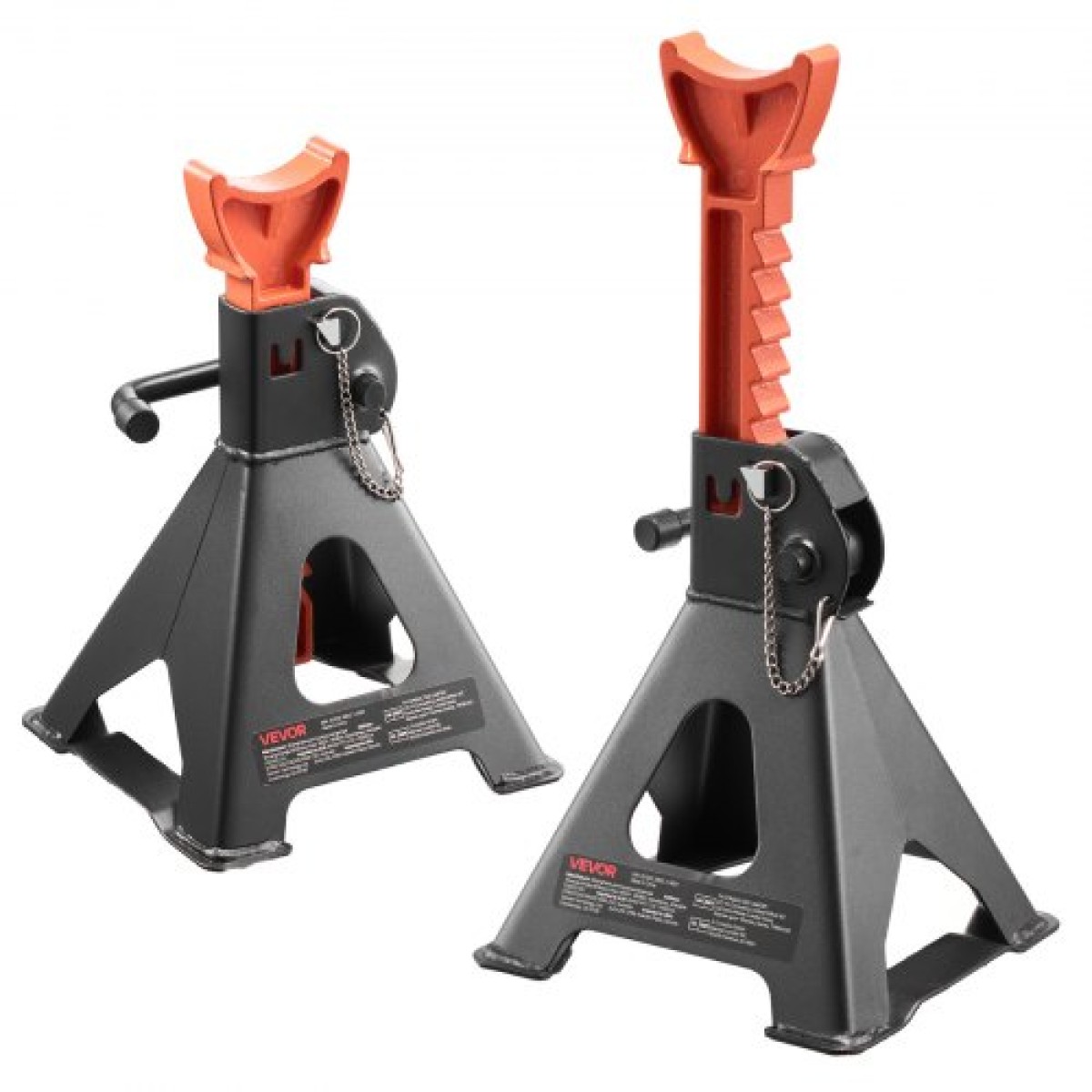 VEVOR Jack Stand, χωρητικότητα 3 Ton (6.600 lbs), 275-415 mm ρυθμιζόμενο ύψος, βαρέως τύπου Steel Jack Stand με διπλό κλείδωμα, για ανύψωση SUV, Pickup, Car, UTV/ATV, 1 Pair, Μαύρο και Πορτοκαλί