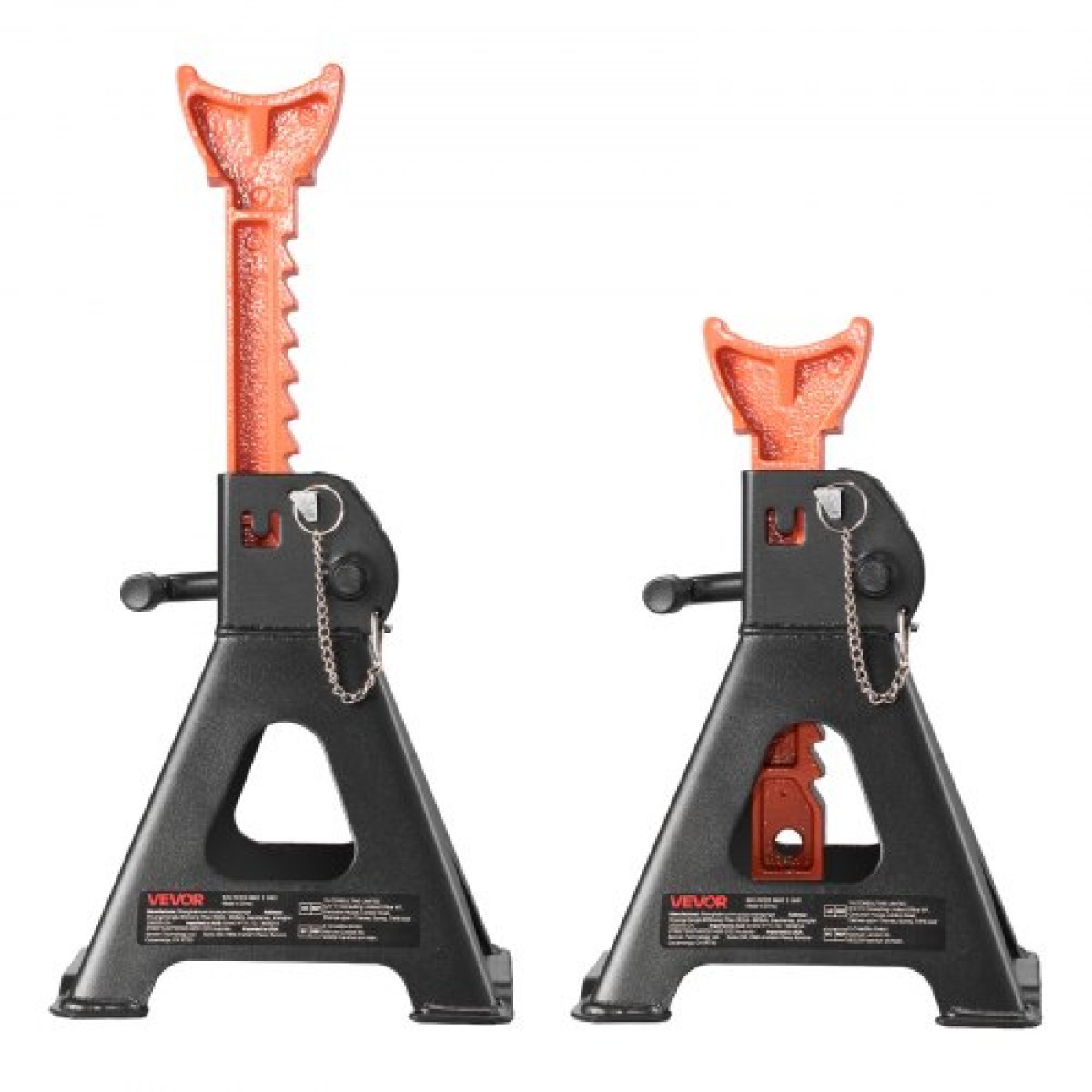 VEVOR Jack Stand, χωρητικότητα 3 Ton (6.600 lbs), 275-415 mm ρυθμιζόμενο ύψος, βαρέως τύπου Steel Jack Stand με διπλό κλείδωμα, για ανύψωση SUV, Pickup, Car, UTV/ATV, 1 Pair, Μαύρο και Πορτοκαλί