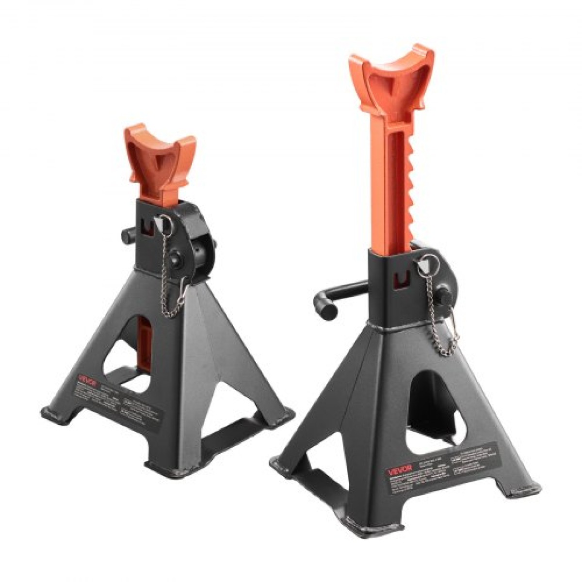VEVOR Jack Stand, χωρητικότητα 3 Ton (6.600 lbs), 275-415 mm ρυθμιζόμενο ύψος, βαρέως τύπου Steel Jack Stand με διπλό κλείδωμα, για ανύψωση SUV, Pickup, Car, UTV/ATV, 1 Pair, Μαύρο και Πορτοκαλί