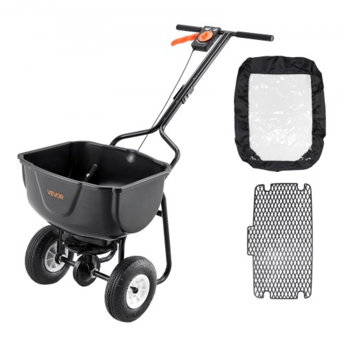 VEVOR Walk Behind Spreader, χωρητικότητα 60 LBS, Push Spreader με σχάρα χοάνης, 0-9,8 ft πλάτος διασποράς, 8 in All Terrain πνευματικά ελαστικά, Garden & Lawn Broadcast Spreader, για σπόρους, λίπασμα
