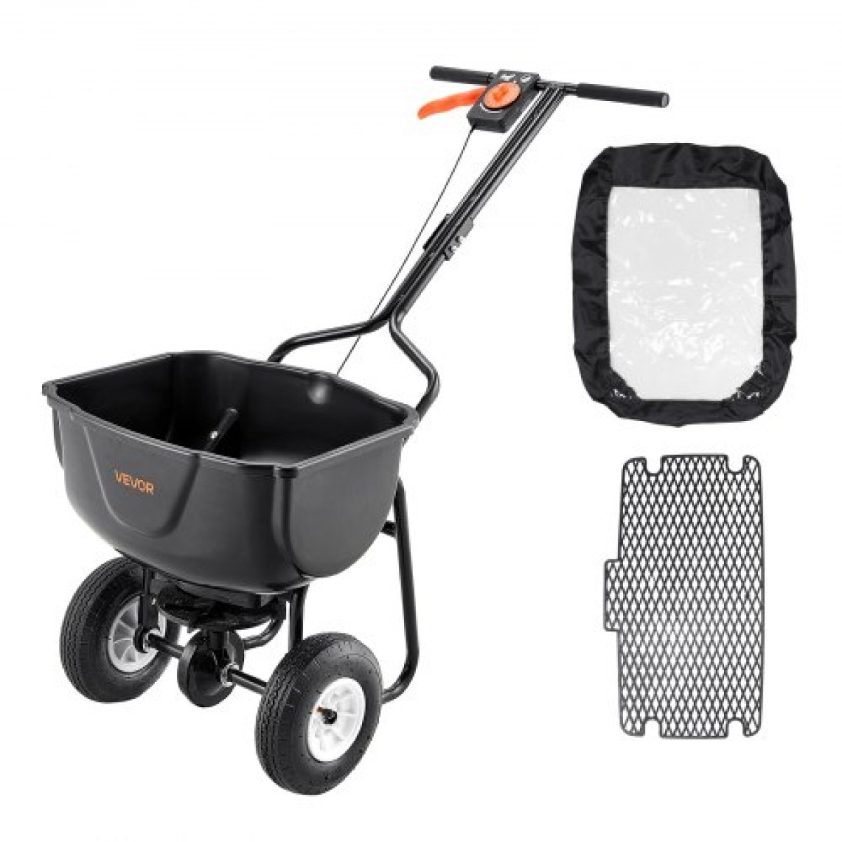 VEVOR Walk Behind Spreader, χωρητικότητα 60 LBS, Push Spreader με σχάρα χοάνης, 0-9,8 ft πλάτος διασποράς, 8 in All Terrain πνευματικά ελαστικά, Garden & Lawn Broadcast Spreader, για σπόρους, λίπασμα