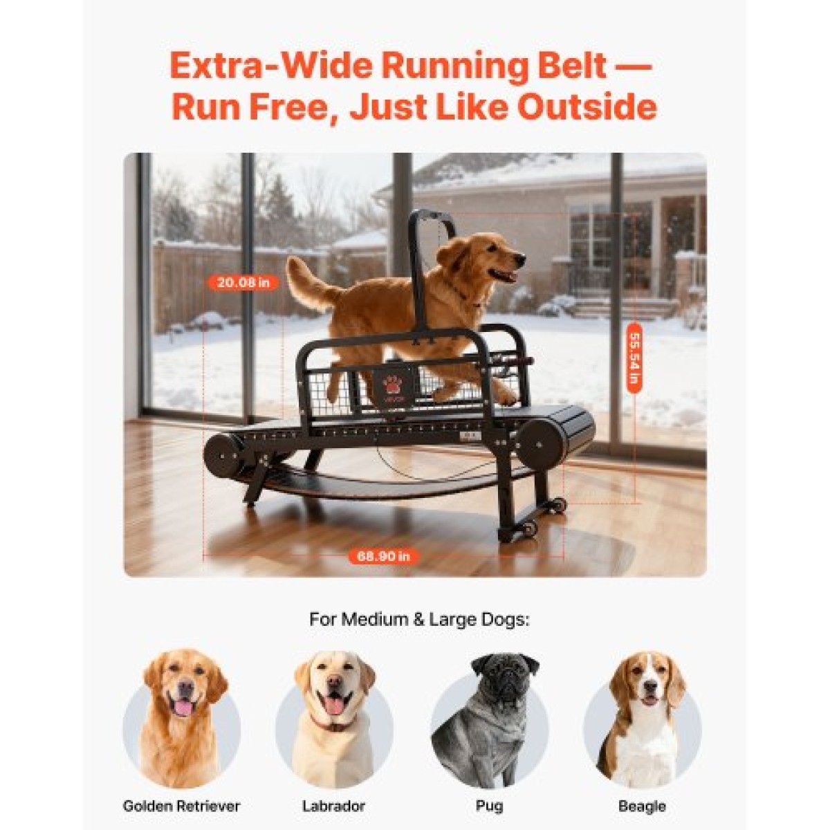 Διάδρομος VEVOR Dog για Small/Medium Dog, Pet Running Machine Pacer Slatmill με Stepless ρύθμιση, φρένο και τροχούς, αναβάθμιση πλαστικής ζώνης για να κρατάτε τα κατοικίδια ενεργά και σε φόρμα, έως 199,6 kg, εύκολο στη μετακίνηση