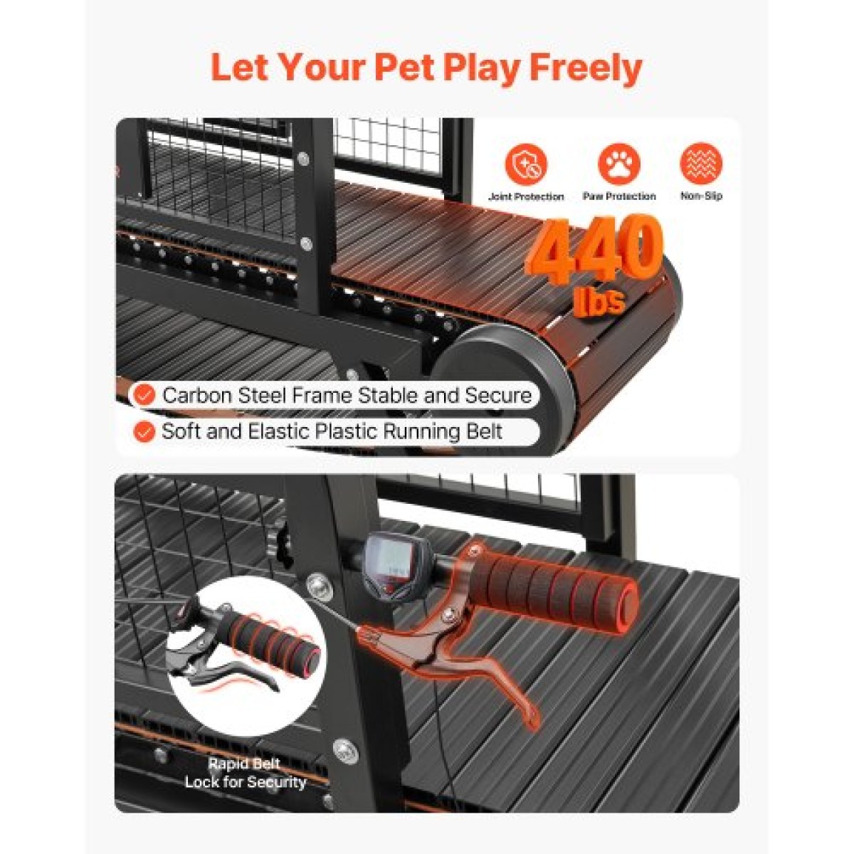 Διάδρομος VEVOR Dog για Small/Medium Dog, Pet Running Machine Pacer Slatmill με Stepless ρύθμιση, φρένο και τροχούς, αναβάθμιση πλαστικής ζώνης για να κρατάτε τα κατοικίδια ενεργά και σε φόρμα, έως 199,6 kg, εύκολο στη μετακίνηση
