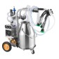 VEVOR Ηλεκτρική Μηχανή Αρμέγματος Αγελάδας, 6,6 Gal / 25 L 304 Κάδος από ανοξείδωτο χάλυβα, κύπελλα θηλής και σωλήνας σιλικόνης, ισχυρή αναρρόφηση, παλμός κενού, ηλεκτρική μηχανή αρμέγματος με ρόδες για αγελάδες