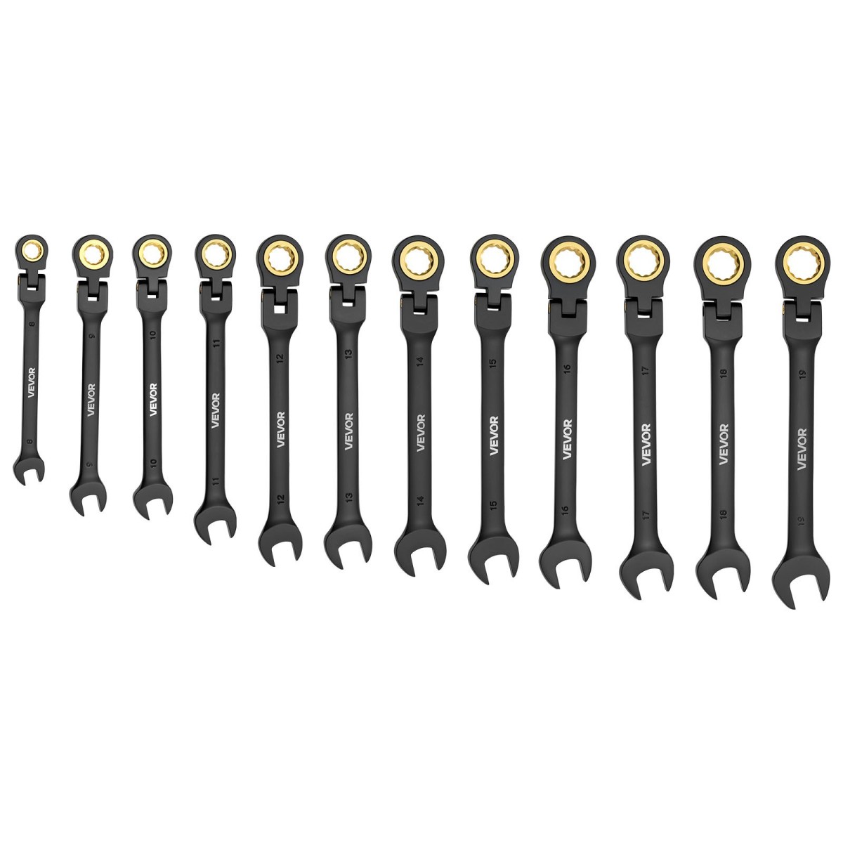 Σετ κλειδιών καστάνιας VEVOR Flex-Head, 24 τεμαχίων SAE και Metric, 72 δόντια, Cr-V Steel Ratchet Flexible Combined Wrench Set με θήκη αποθήκευσης, για γενικές επισκευές οικιακών και αυτοκινήτων, μαύρο