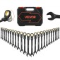 Σετ κλειδιών καστάνιας VEVOR Flex-Head, 24 τεμαχίων SAE και Metric, 72 δόντια, Cr-V Steel Ratchet Flexible Combined Wrench Set με θήκη αποθήκευσης, για γενικές επισκευές οικιακών και αυτοκινήτων, μαύρο