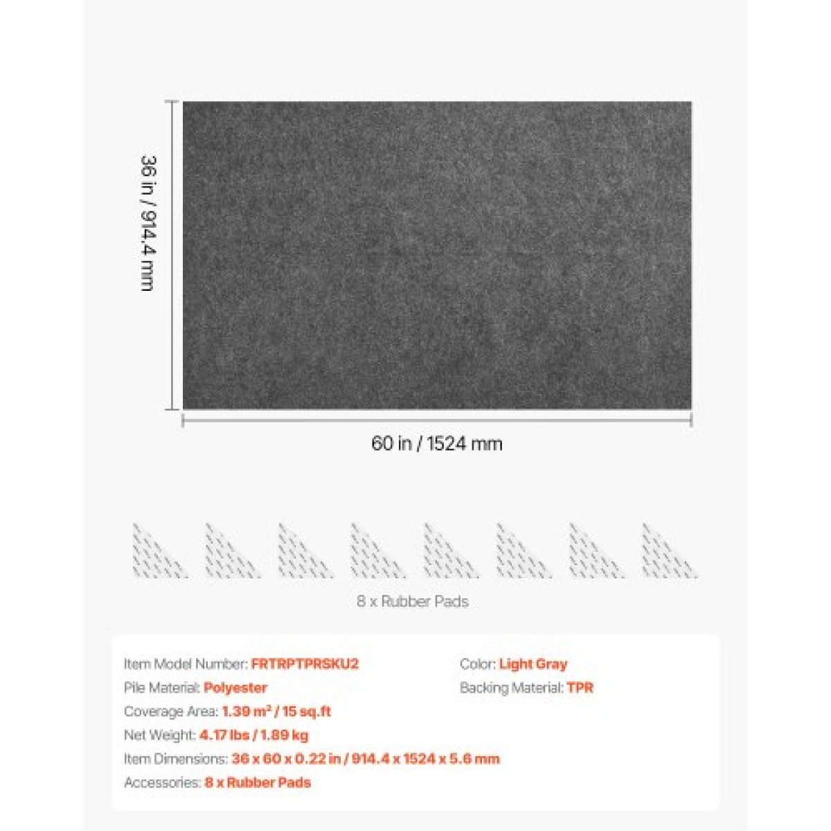 VEVOR Rug Pad 0,91 x 1,52 m, Αντιολισθητικό μαξιλαράκι περιοχής χαλιού, επένδυση χαλιού με μαξιλάρι από τσόχα διπλής επιφάνειας & λαστιχένια λαβή, προστασία δαπέδου από σκληρό ξύλο για όλα τα δάπεδα, φινιρίσματα, κρατά τα χαλιά στη θέση τους