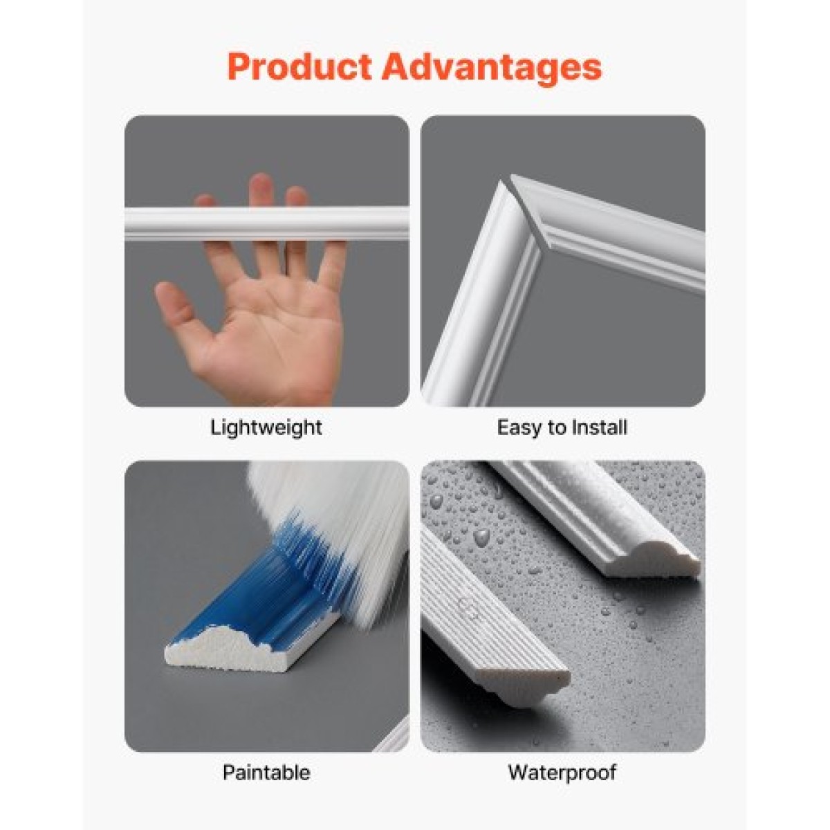 VEVOR Wall Molding 12 Pack, 51 x 51 cm Σετ πάνελ με ξύλινο πάνελ, Ελαφρύ βαμμένο πολυστυρένιο, εύκολο στην εγκατάσταση, αδιάβροχο διακοσμητικό τοίχου για εσωτερική διακόσμηση Σαλόνι, Υπνοδωμάτιο, Σπίτι, Λευκό