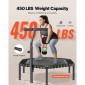 VEVOR 1385 mm Mini Trampoline, 205 kg Max Load Fitness Rebounder, Stylable & Quiet Μικρό Τραμπολίνο με 3 επίπεδα ρυθμιζόμενο ύψος & λαβή αφρού, Exercise Rebounder για Ενήλικες Προπόνηση σε εσωτερικούς χώρους/κήπου