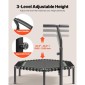 VEVOR 1385 mm Mini Trampoline, 205 kg Max Load Fitness Rebounder, Stylable & Quiet Μικρό Τραμπολίνο με 3 επίπεδα ρυθμιζόμενο ύψος & λαβή αφρού, Exercise Rebounder για Ενήλικες Προπόνηση σε εσωτερικούς χώρους/κήπου