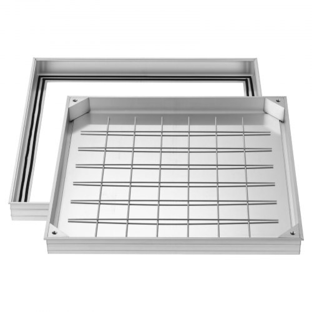 Κάλυμμα φρεατίου VEVOR με πλαίσιο, 600 x 600 mm Αόρατα εσοχή καλύμματα πρόσβασης σηπτικής δεξαμενής, ενσωματωμένο κράμα αλουμινίου Κάλυμμα επιθεώρησης καναλιών αποστράγγισης για πεζοδρόμια Κήπους Αίθρια
